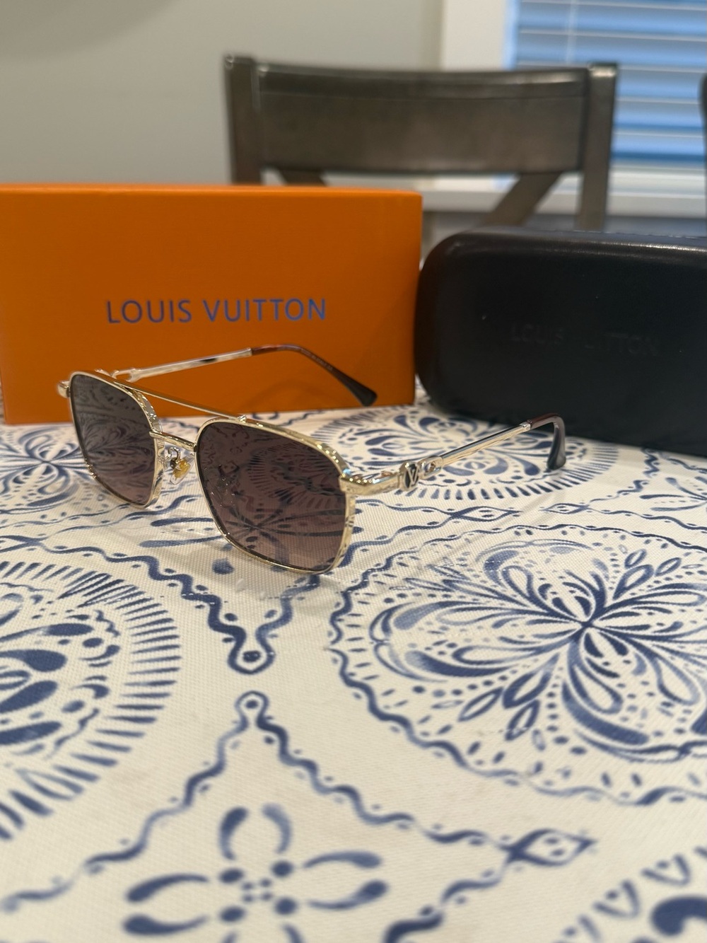 Brand New Gold Metal Sunglasses with Brown Lenses